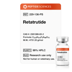 Retatrutide 16mg research peptide in sterile laboratory vial
