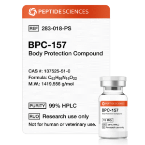 BPC-157 15mg research peptide in sterile vial for laboratory use